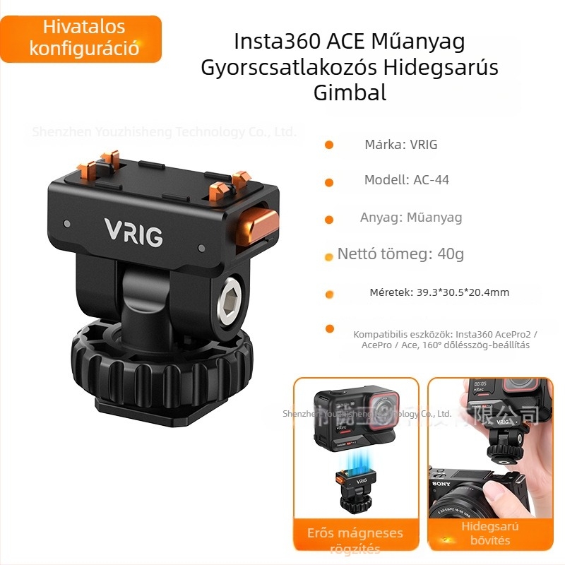 VRIG Shadowstone mágneses gyorskioldó hideg cipő gimbal AC-44 az Insta360 Ace/Ace Pro 2-höz, 1/4 hüvelykes menet