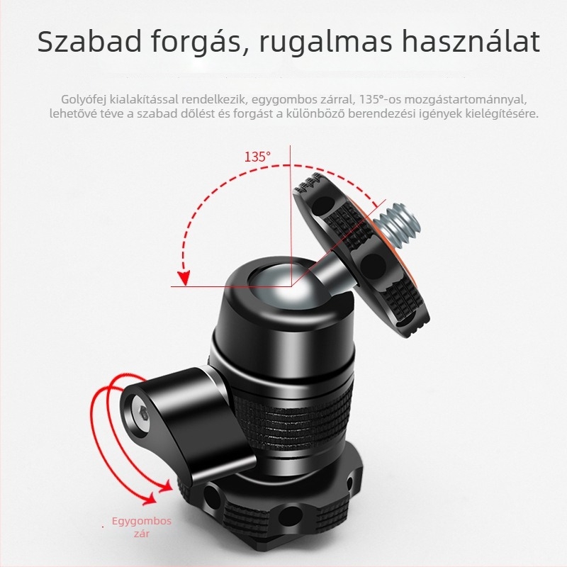 Fém mini hideg cipő univerzális golyófejjel, monitor-tartó gimball DSLR-kamera és ketrec-kiegészítők