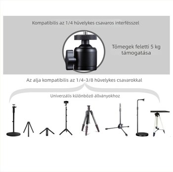 Fém gimbal fej állványhoz, kompatibilis mirrorless és DSLR kamerákkal, 3/8 inch menet, 360° panoráma/tilt