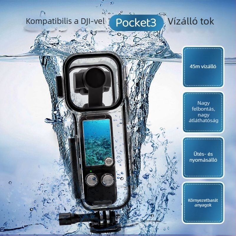 DJI Osmo Pocket 3 vízálló ház — 3-tengelyes gimbalhoz tervezett vízálló burkolat, 40 m mélységig