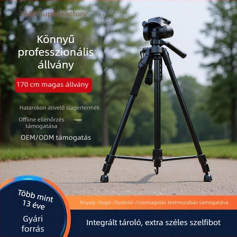 DSLR-kamerákhoz és projektorhoz 360°-os tripod, kültéri használatra, 1,7 m magas
