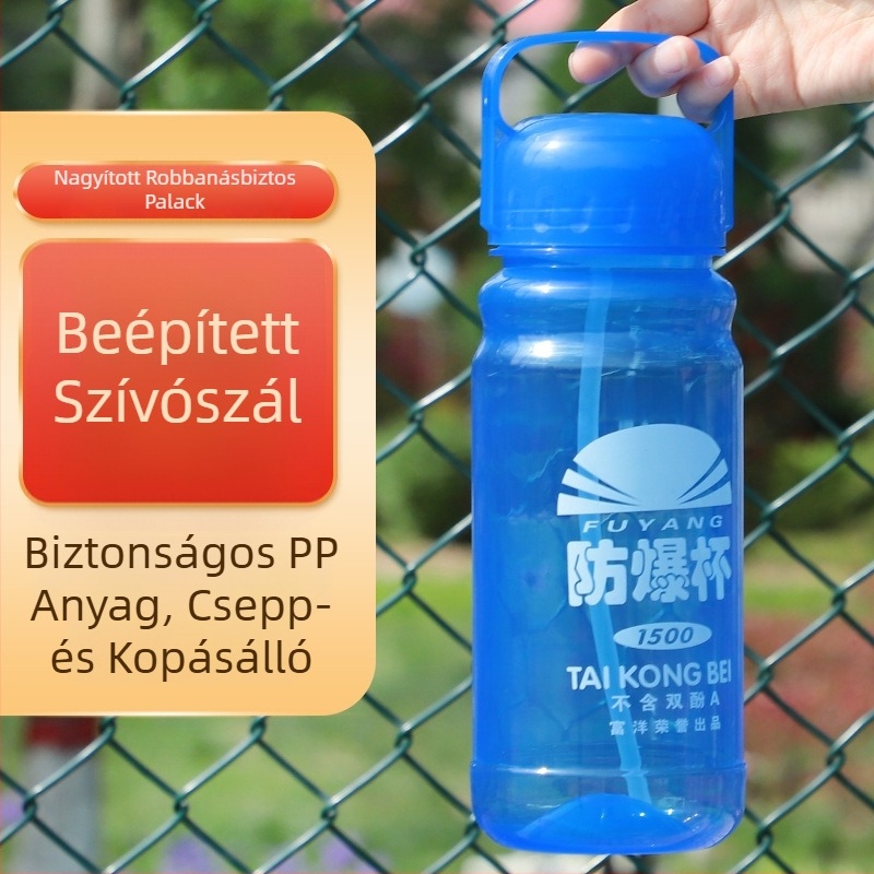 Vastagított robbanásbiztos külső használatra tervezett műanyag sportos vizes palack, nagy kapacitású, hőálló