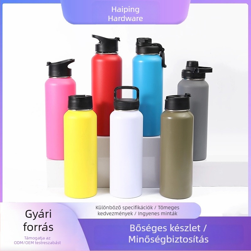 32 oz rozsdamentes acél sport kulacs porszórt bevonattal, hordozható kültéri használatra, hő- és hideg-izolációval, testreszabható