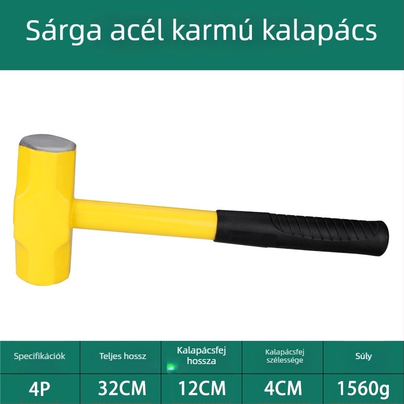 Nyolcszögletű kalapács fa markolattal, szénacél fej, ütésálló, 0,25/0,5/0,75 kg