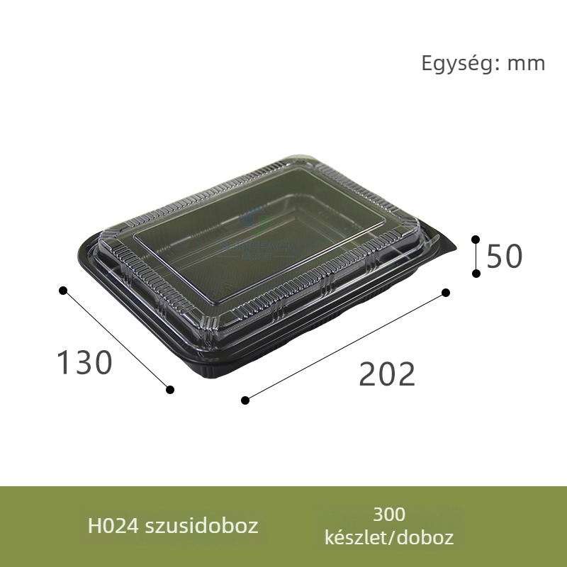 Egyszer használható sushi doboz fedővel bárányhúshoz készült rolókhoz, hosszúkás műanyag doboz élelmiszer-minőségű