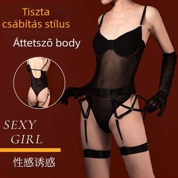 No Man's Land Rózsaszín Háló Patchwork Melltartó Szett és Bodysuit Fémmerevítővel