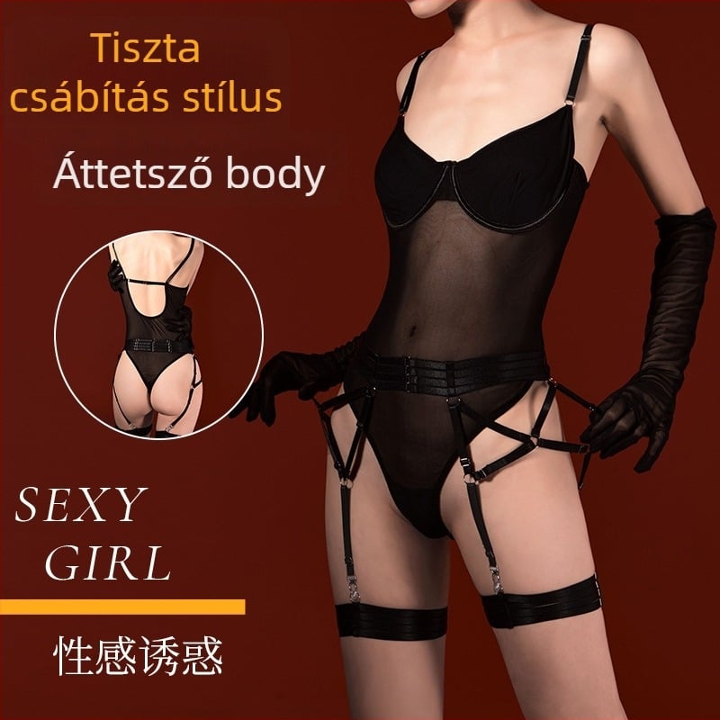 No Man's Land Rózsaszín Háló Patchwork Melltartó Szett és Bodysuit Fémmerevítővel