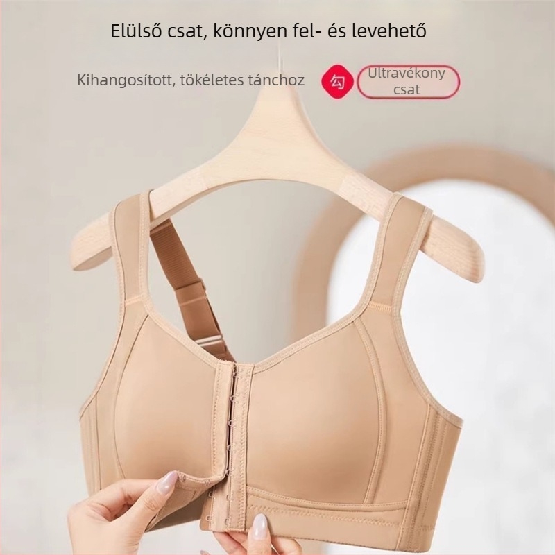 Plusz méretű női sportmelltartó elülső zárással, vezeték nélküli, pamut, összegyűjti a melleket, megakadályozza a lógást, és felemeli őket.