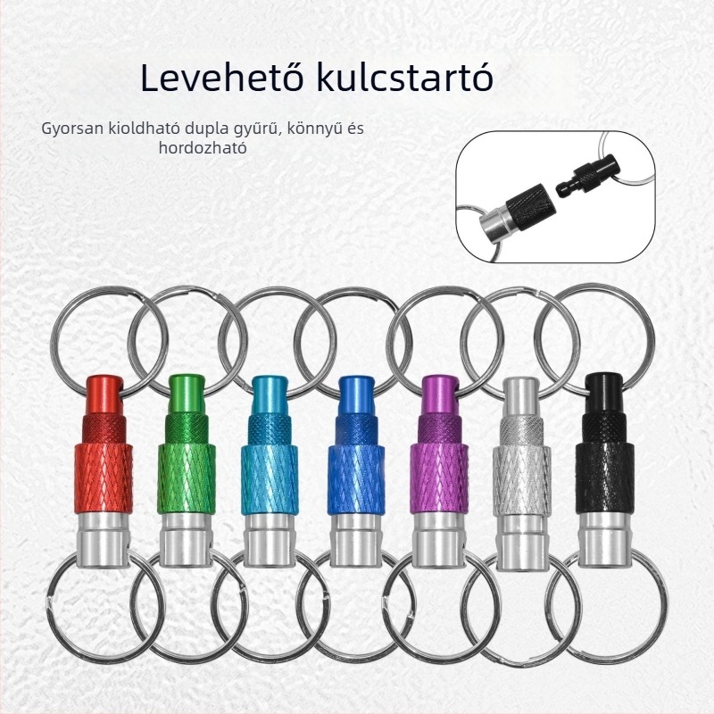 Fém leválasztható kulcstartó gyorsoldó dupla gyűrűvel, kültéri használatra