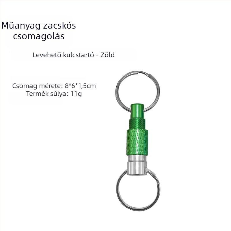 Fém leválasztható kulcstartó gyorsoldó dupla gyűrűvel, kültéri használatra