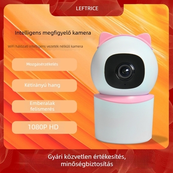 Wi‑Fi otthoni megfigyelő kamera, távoli vezeték nélküli HD pan‑tilt, kettős nézet és intelligens mozgásdetektálás