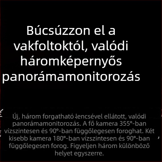 Qiaoan háromlencsés 360° vezeték nélküli kamera távoli kültéri és beltéri megfigyeléshez, éjszakai látás, 4G