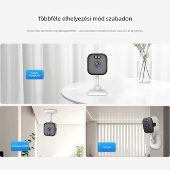 HD megfigyelő kamera éles éjszakai látással, beltéri otthoni monitor, 360° Wi‑Fi, telepítés nélkül