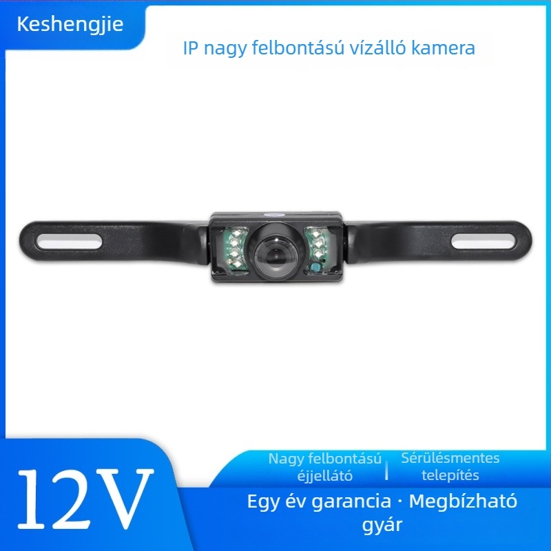 Rendszámtábla hátrameneti kamera, holttér radar képpel, HD éjjellátás, vízálló, univerzális, 12V-24V
