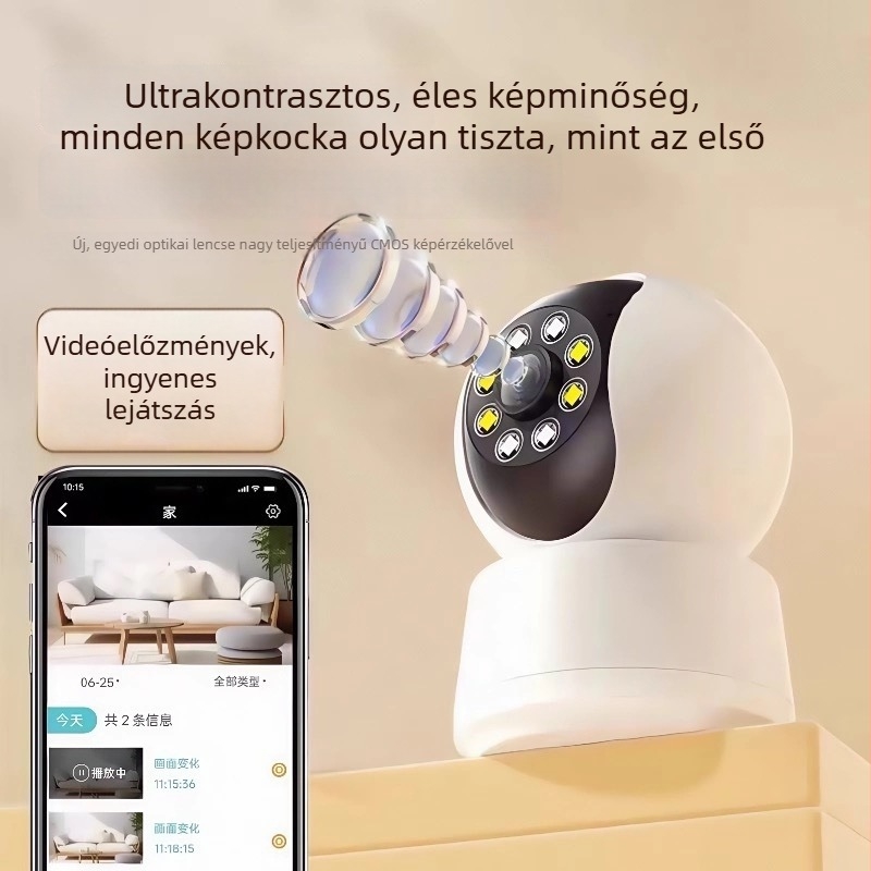 Beltéri intelligens megfigyelő kamera 1080p, 360° éjjellátással