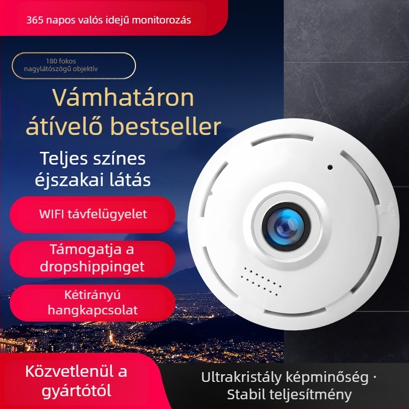 V380pro Kis panorámás HD kamera, 360° megfigyelés vakfoltok nélkül