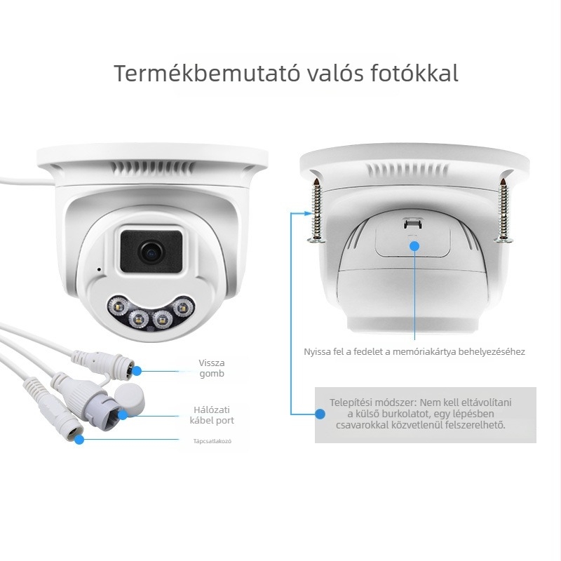 Seetong IP66 félgömb WiFi/vezetékes megfigyelő kamera beltéri és kültéri használatra