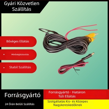 Univerzális autókamera videó- és tápegység-kábel, 6 m, RCA koaxiális vezeték