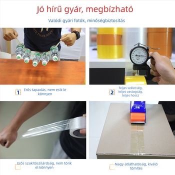 Átlátszó csomagoló ragasztószalag záráshoz és csomagoláshoz, 4,5 cm szélesség, 100 yard hosszúságú, erős tapadás.