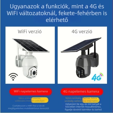 4G kültéri vezeték nélküli kamera HD éjjellátással és napelemes biztonsági kamera