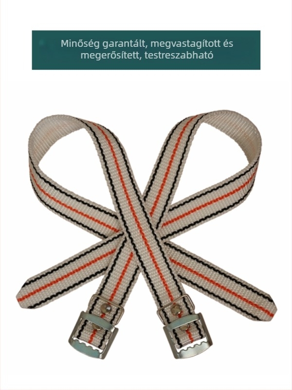 Hosszított és vastagabb villanyszerelő lábszíj nylon pánttal a oszlophoz való felmászáshoz, kopásálló lábszíj vas talp kiegészítőkkel, egy készlet