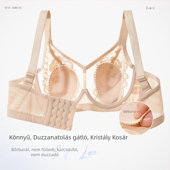 Pluszméretű ultra vékony csipkés melltartó teljes kosár, puha acél merevítő, anti-sag támogatás