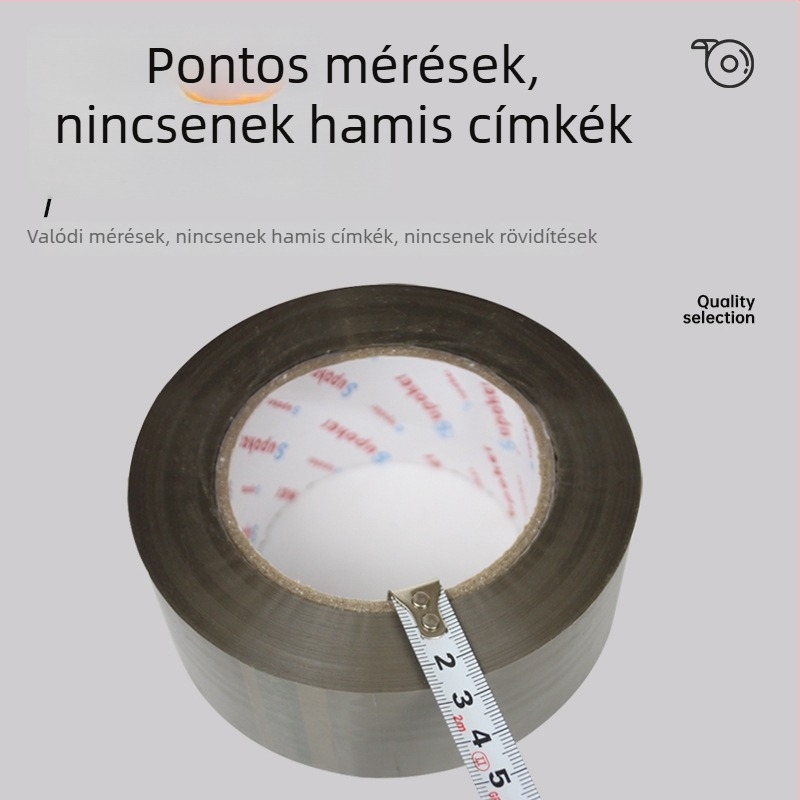 Zajmentes átlátszó csomagoló szalag, szélesség 4,5–6 cm, hossz 60–150 m, BOPP alapú, hidrokolloid ragasztó, színek: átlátszó, barna, bézs, 1 tekercs