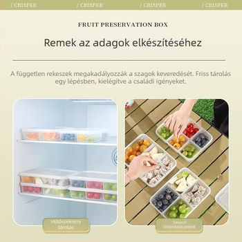 Elválasztott gyümölcstartó doboz hordozható hűtővel, élelmiszerbiztos ebédes doboz gyerekeknek, kültéri piknikekhez és kempingezéshez