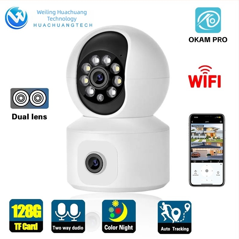 K22 okos kamera 1080p széles látószög, emberkövetés, kétkamerás rendszer, duál-sáv Wi-Fi