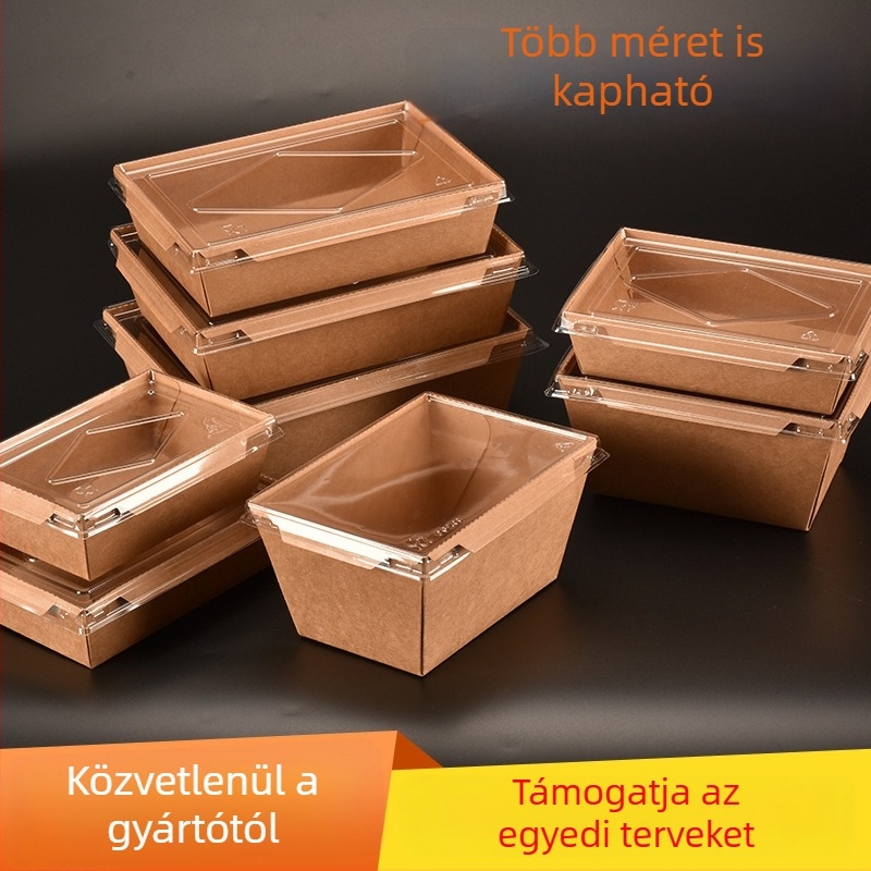 Egyszer használatos Kraft papír ebédes doboz – elvitelre, sushi, gyümölcs és saláta, mikrohullámú sütőbe alkalmas