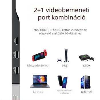 15,6 hüvelykes hordozható gamer-monitor, 1080p, kompatibil Switch-sel, Xbox-szal, PS5-tel, PC-vel és mobiltelefonokkal