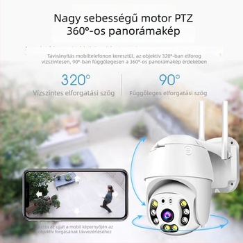 Kültéri otthoni megfigyelő kamera Wi‑Fivel, hálózati kábelcsatlakozással és távoli hanginterkommal mobiltelefonról, 2MP