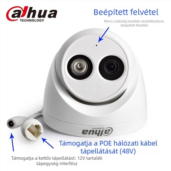 Dahua 2MP-es félgömb IP kamera DH-IPC-HDW1230C-A audióval, POE-n kívüli táplálás