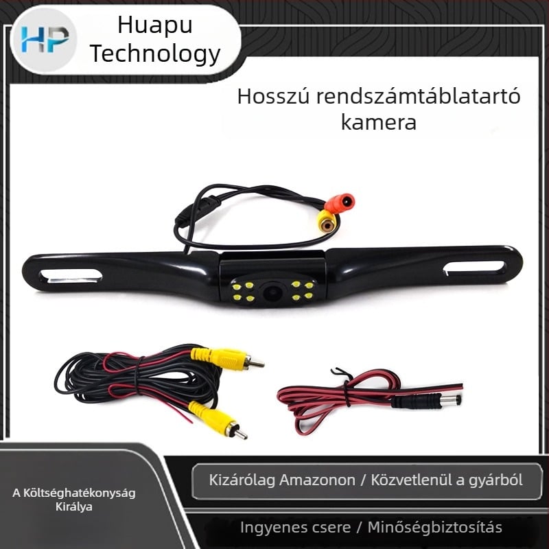 Fém hosszú rendszámtábla-tartó kamera hátsó nézethez, HD vízálló, infravörös éjjellátás
