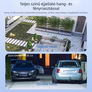 Napelemes négylencsés megfigyelő kamera kültéri használatra, hálózattól független üzemmóddal, 360 fokos lefedettséggel.
