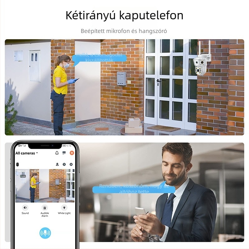 K30 Kétlencsés, 1080p éjjellátó kültéri megfigyelő kamera intelligens emberi alak követéssel és távoli megfigyeléssel