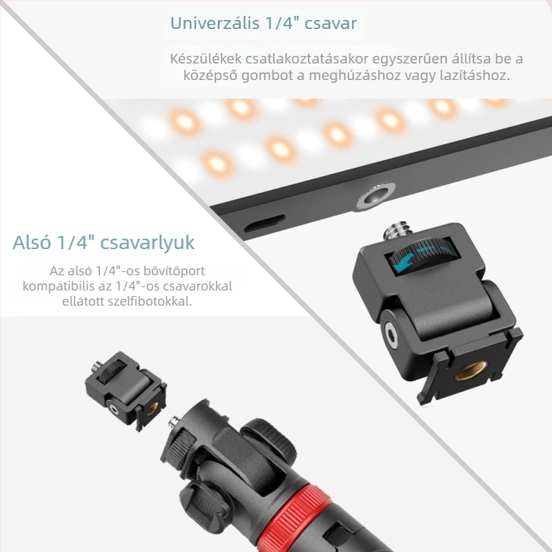 Állandó csillapítású csigafej, ARCA-típusú pozicionálás, 1/4-inch menet, monitor-tartó hideg cipővel, adapter állványhoz