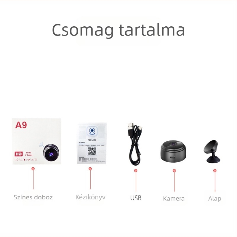 A9 Vezeték nélküli intelligens HD kamera Wi-Fi-vel beltéri megfigyeléshez