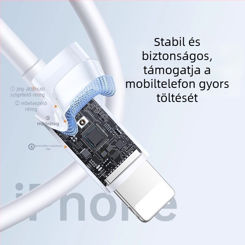 Lightning töltőkábel 30W PD gyors töltéssel iPhone 14/13/12/XS Max és iPhone 8/7/6 számára