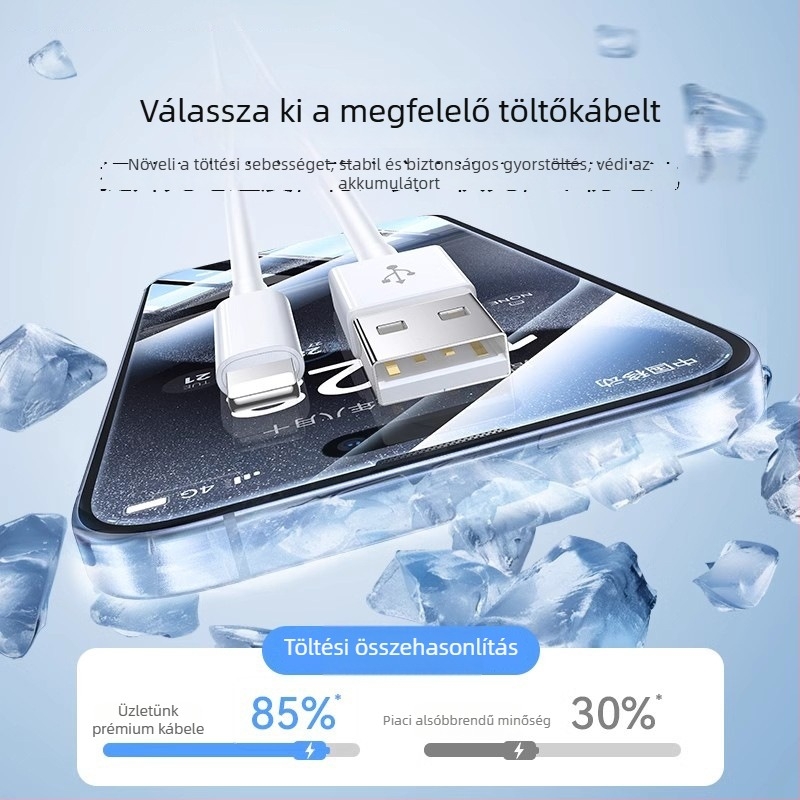 Lightning töltőkábel 30W PD gyors töltéssel iPhone 14/13/12/XS Max és iPhone 8/7/6 számára