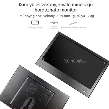 7 hüvelykes műanyag hordozható monitor HDMI-vel, másodlagos LCD-kijelző, vékony és könnyű