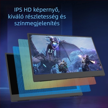 15,6 hüvelykes hordozható monitor, IPS, 1080p, 16:9, telefonhoz, PC-hez és laptophoz; Switch/PS4 játékokra és irodai használatra