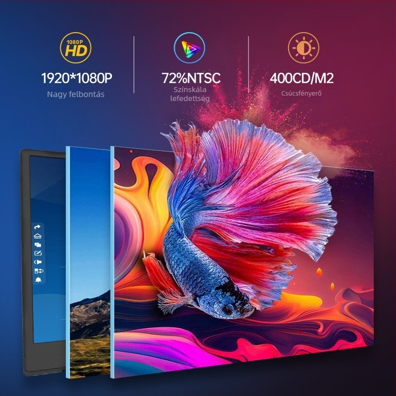 15,6 hüvelykes hordozható monitor, IPS, 1080p, 16:9, telefonhoz, PC-hez és laptophoz; Switch/PS4 játékokra és irodai használatra