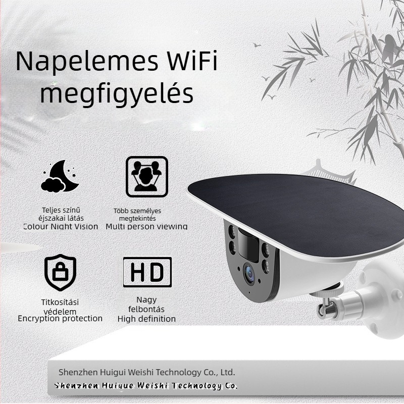 Napelemes graffiti-stílusú intelligens kültéri Wi‑Fi megfigyelő kamera, HD videóval