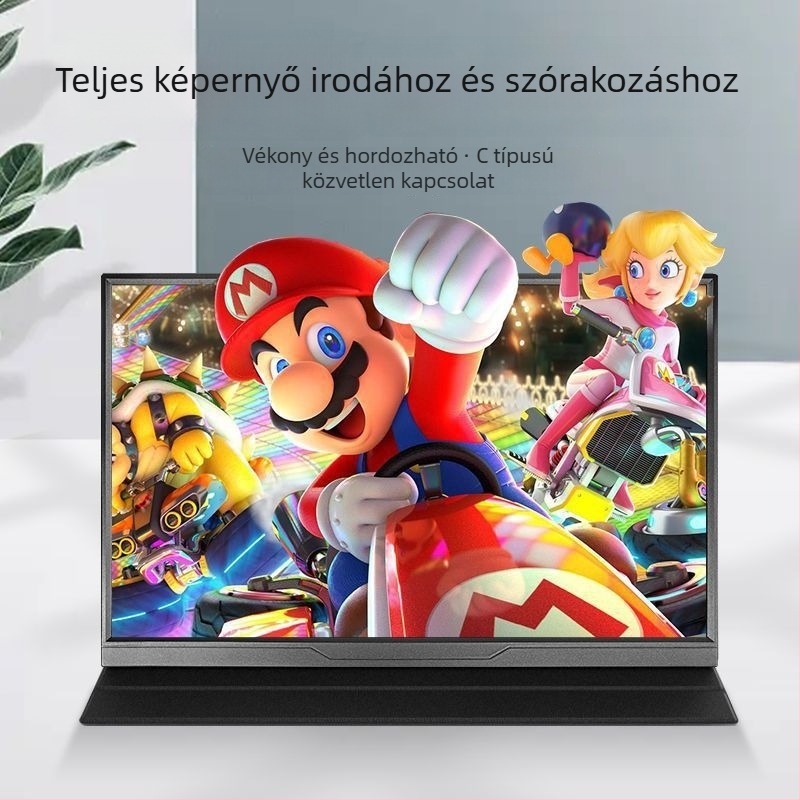 15,6 hüvelykes hordozható IPS-monitor, 1080p, külső kijelző laptophoz/PC-hez, 16:9, HDMI és VGA