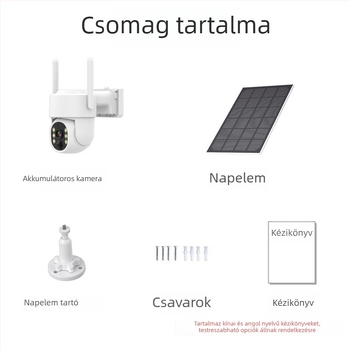 Bytron Kültéri Vezeték nélküli Napelemes Megfigyelő Kamera, 2K/4MP, Színes éjjellátás, Akkumulátoros