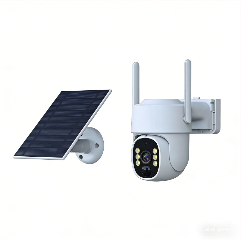 Bytron Kültéri Vezeték nélküli Napelemes Megfigyelő Kamera, 2K/4MP, Színes éjjellátás, Akkumulátoros