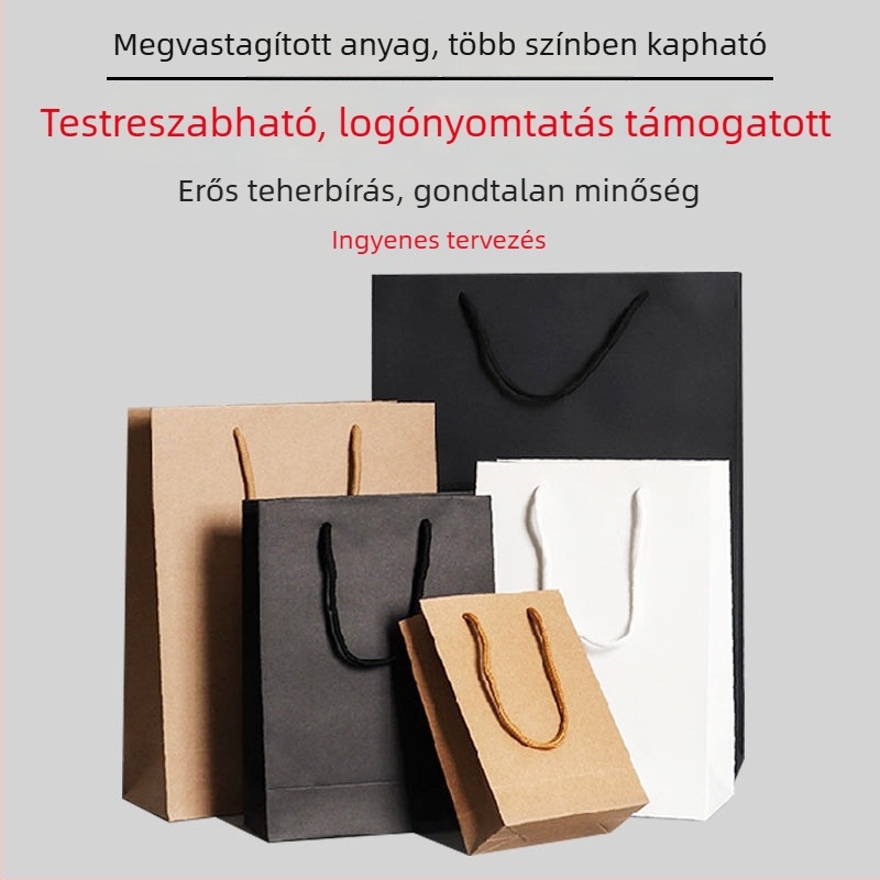 Személyre szabott kraft papírtáska ajándékhoz, tote alakú bevásárló- és ruházati bolt számára, üres ajándéktáska nyomtatási lehetőséggel