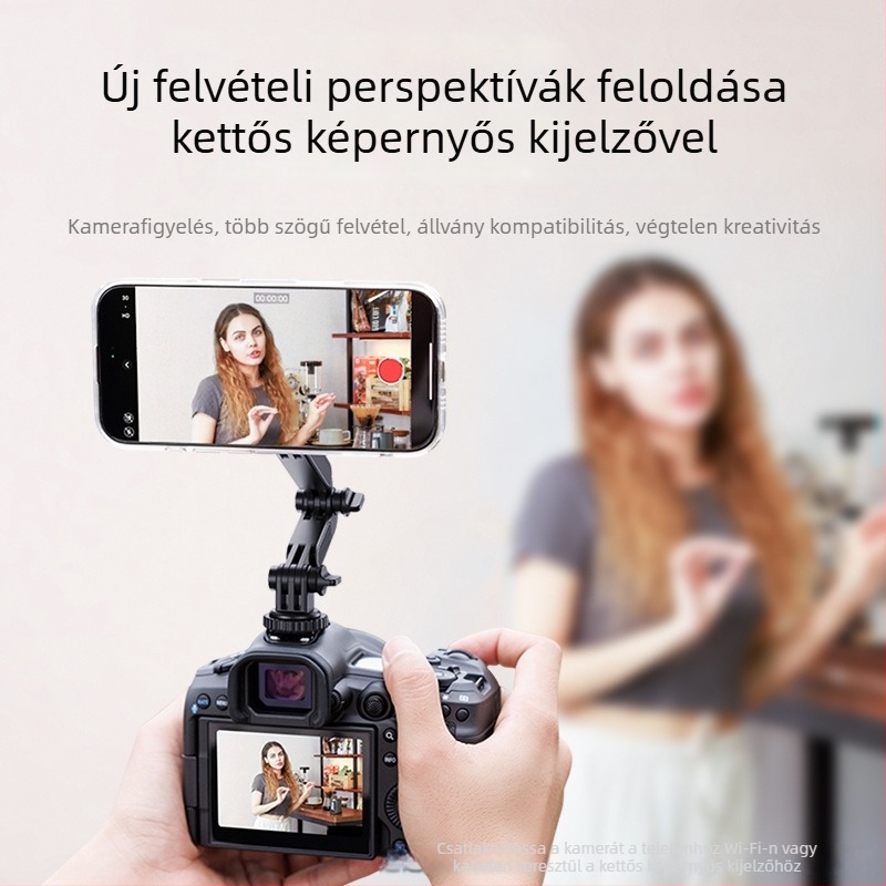 JJC MS-CS1 Kamera hot shoe tartó mágneses telefon-tartóval, vízszintes és függőleges felvételekhez