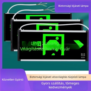 Tűzvédelmi vészjelző fény akkumulátorral és kijárati jelzéssel, LED világítással